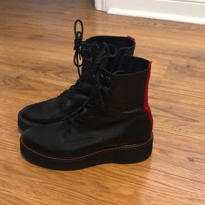 Diane von Furstenberg Lace-Up Leather Combat Boots